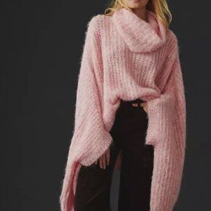 Anthropologie Funnel-Neck Light Pink Poncho